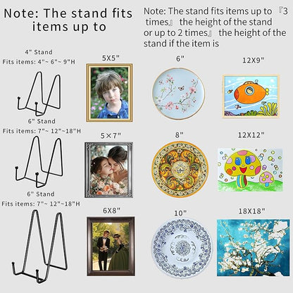 3Pack 6" Plate Stands for Display,Metal Plate Holders Display Stands Can Be Used for Picture Stand,Book Stands for Display,Plate Display Stands,Easel,Photo Frame Stands,Plaque Stands,Desktop Stand