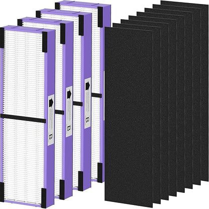 PETOX 4 Pack FLT4850PT HEPA Filter B Pet Replacement Compatible with G-Guardian AC4825 AC4825E AC4825W AC4300 AC4800 AC4850 AC4900 Air Purifier, 4 True HEPA Filters & 8 Carbon Pre-Filters, Purple