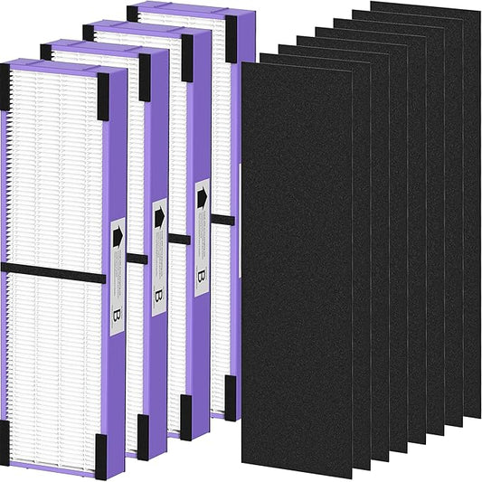 PETOX 4 Pack FLT4850PT HEPA Filter B Pet Replacement Compatible with G-Guardian AC4825 AC4825E AC4825W AC4300 AC4800 AC4850 AC4900 Air Purifier, 4 True HEPA Filters & 8 Carbon Pre-Filters, Purple