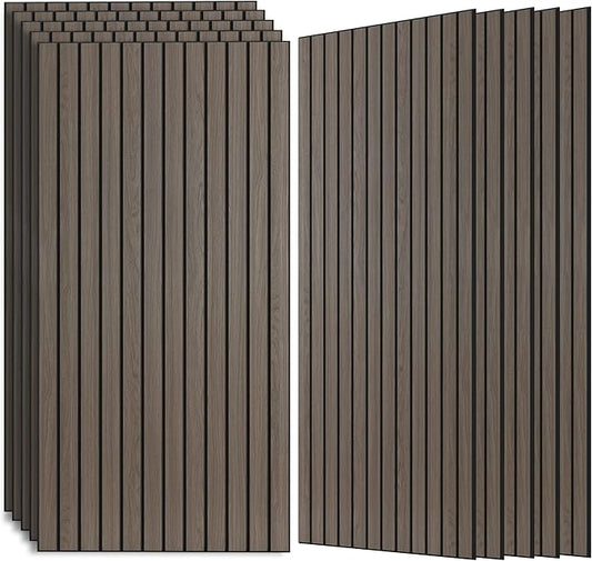 AUTORIFIC Wood Veneer Sound Panels, 10 Pack 47.2”x23.6” Wall Panels, Decorative Acoustic Panels for Walls, for Office,Home Theater,Studio,Living Room, Walnut(Mitred)