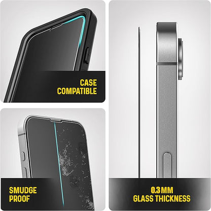 magglass for iPhone 16e Screen Protector Toughened Tempered Glass with Easy-installation Applicator (Crystal Clear)