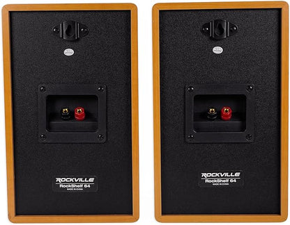 Rockville Pair RockShelf 68C V2 400W Wood 6.5" Bookshelf Speakers, 8 Ohm, Kevlar Woofers, Silk Dome Tweeters, Wall-Mountable, for Home Theater and Music