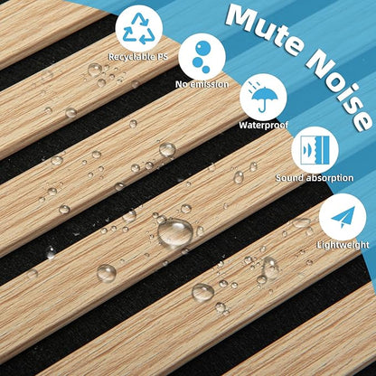 Art3d 4-Piece 94 x 12.6 Inch Acoustic Lightweight Slat Wall Panel - Waterproof Wood Textured Wainscoting Panel of 33 Sq.Ft for Bedroom, Home Theater Office Accent Wall, Boxwood