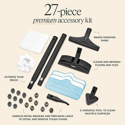 Dupray Neat Steam Cleaner with 27-Piece Accessory Kit – High-Performance Chemical-Free Cleaning for Floors, Cars, Tiles, and More, *Kills 99.9% of Bacteria & Viruses (incl. x16 assorted brushes)