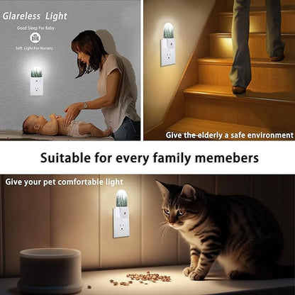 Axxitude Christmas Tree Forest Night Lights Plug into Wall for Girls Boys Room,Night Light LED Lamp Dusk to Dawn Sensor Round Lamp for Bedroom Bathroom Hallway Home Wall Decor Nightlight