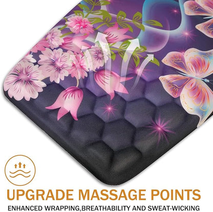 BOCHEERY Ergonomic Mouse Pad Wrist Support,Upgrade Mousepad with Massage Design,Non-Slip PU Base Desktop Mouse Pads for Pain Relief, Computer, Office & Home,12 x 8 in（F-Butterfly with Flower）