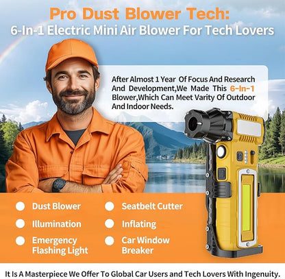 Compressed Air Duster 300000RPM 8000mAh,6-in-1 Electric Mini Air Blower with LED Light,Cordless Rechargeable Air Duster for PC Keyboard Computer Car Vents Cleaning Electronics Cleaner Home and Outdoor