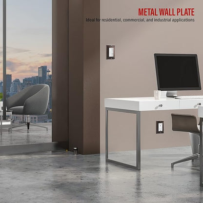 ENERLITES Decorator Switch Metal Wall Plate, Stainless Steel Outlet Cover, Corrosion Resistant, Standard Size 1-Gang 4.50" x 2.76", Stainless Steel 201, 7731-BBK, Brushed Black