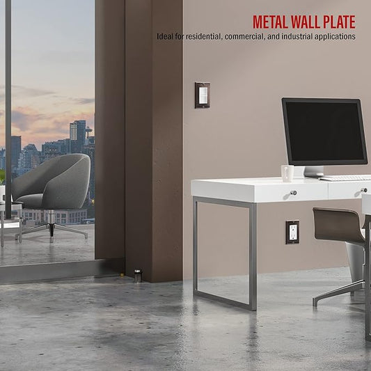 ENERLITES Decorator Switch Metal Wall Plate, Stainless Steel Outlet Cover, Corrosion Resistant, Standard Size 1-Gang 4.50" x 2.76", Stainless Steel 201, 7731-BBK, Brushed Black