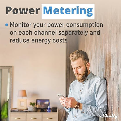 Shelly 2PM Gen3 | WiFi 2-Channel Smart Relay Switch with Power Metering | Home Automation | Roller Shutters, Blinds, Gates Control | Remote Control | Alexa & Google Home | iOS Android App