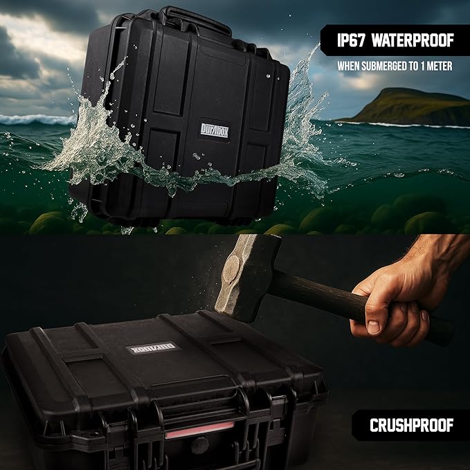 All Weather Hard Case 19 x 17 x 8” - TSA Approved Hard Shell Travel Case with Customizable Foam for Cameras, Lenses, Laptops, Electronics, Guns, Pistols and Other Gear