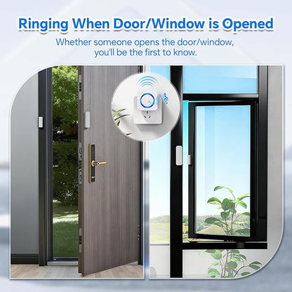 Door Chime, Satisure Door Sensor Chime When Door Opens, Doorbell Chime for Business/Home/Kids, 700 FT Range, 58 Chimes 5 Adjustable Volume Window Alarm 2 Sensors + 1 Receiver