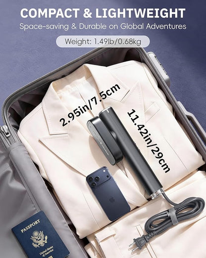 OGHom Steamer for Clothes, 110-240V Travel Steamer & Iron 2 in 1, 1000W Powerful Steam, Portable Handheld Garment Wrinkle Remover, 30s Fast Heat-Up with 3-mode Steam Control, for Global & Europe-Black