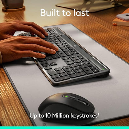 Logitech Signature Slim Solar+ Wireless Bluetooth Keyboard K980, Solar and Artificial Light Powered, Up to 10 Years Battery Life, Customizable Keys - Graphite