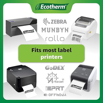 4" x 4" Thermal Labels | 6 Rolls | 4200 Labels | fits Zebra, Munbyn, Rollo, Godex, Arkscan, iDPRT, Offnova Thermal Label Printers and More | Blank White Adhesive Stickers by Ecotherm