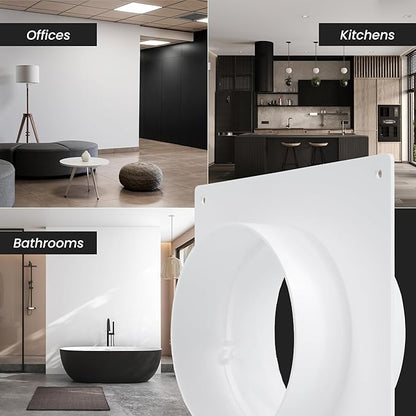 5" Inch Pack of 2 Duct Connector Flange - Plastic Straight Pipe Flange for Heating Cooling - Inlet Outlet Ventilation System - Ducting Coupling Wall Plate - Assembly Joint Set (125mm)