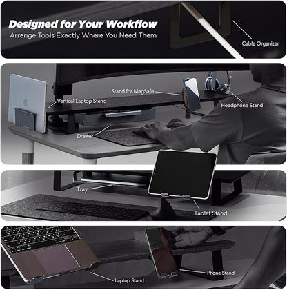 ULTRARM Moodular Add-ons Phone Stand for Magsafe (Charger Not Included) [Accessory Only - Requires Moodular Wooden Monitor Stand Slide Rails for Use] Black MSA-MS