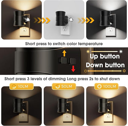 L LOHAS LED Dimmable Night Light, 3CCT Adjustable Color & Brightness, Night Lights Plug into Wall, Versatile for Living Room, Kitchen, Bathroom, Hallway, and More