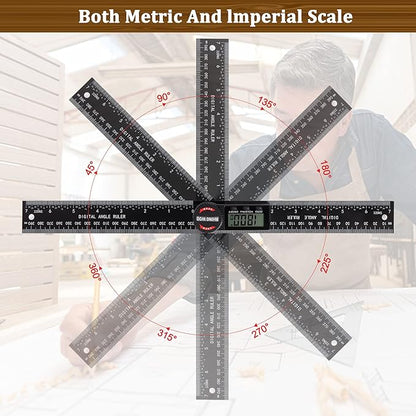 Digital Angle Finder Protractor, Angle Measuring Tool for Woodworking/Carpenter/Construction/Handmade Measurement，Angle Finder Ruler with 7inch/200mm(2 Batteries Included) (Enhanced ABS)