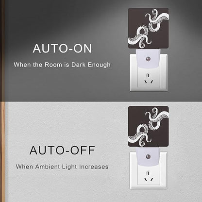 Smoaffly Octopus Night Light Plug-in LED Nightlights Auto Sensor Night Lamp Dusk-to-Dawn Lamp Home Decor for Nursery Children Girls Boys