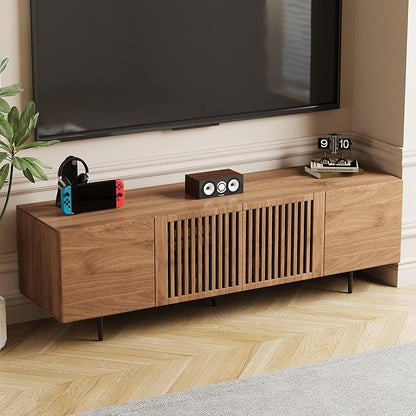 NessCarsti Mid Century Modern TV Stand for 70 Inch TVs, 70.87" Walnut Console with Ample Storage – Stylish Entertainment Center for Living Room or Bedroom