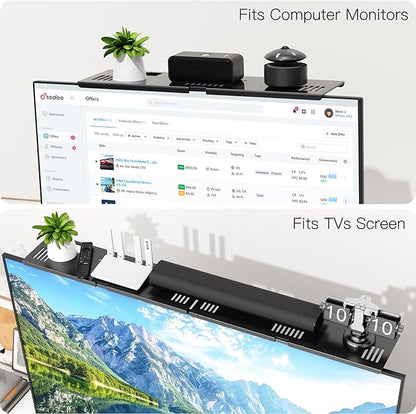 Soundbar Mount, No Drilling Steel TV Top Shelf Fits Most of Sound Bars Up to 15 Lbs, Universal Sound Bar TV Mount Bracket, Sound Bar Stand Compatible with Samsung, Sony, LG,Bose, 33.8x4.7inch
