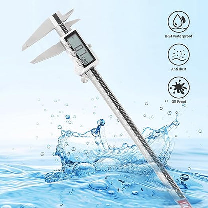 Unipec 12 Inch Digital Caliper, 150mm Calipers Measuring Tool with Stainless Steel, IP54 Splash Proof Protection Design