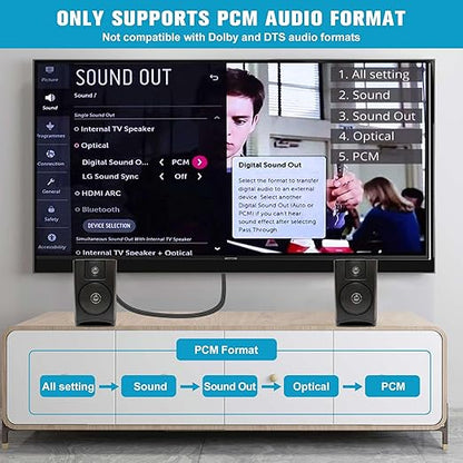 192KHz HDMI ARC to RCA Audio Converter for TV to Soundbar, Plug & Play 3.4ft/1.05m ARC to L/R Stereo RCA Male Cable Audio Extractor Adapter Splitter for Sound System Speaker Home Theater [PCM Only]