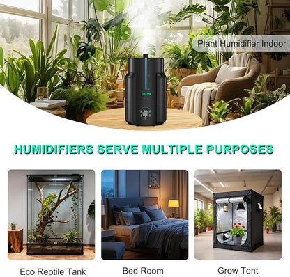 6L/1.59Gal Humidifier for Plants, Reptile Fogger Mister with Precise Temp & Humidity Probe/Expandable Hose, Smart Humidifier for Grow Tent, Mushroom, Houseplants, Reptile Tank 24H Timer