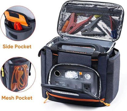 FRECOLSH Travel Carrying Case Compatible with Jackery Explorer 300/240/160, Portable Power Station Storage Case with Water- proof Bottom and Front Pockets for Jackery Accessories Solar Generator
