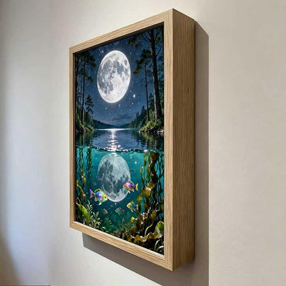 URVIP LED Glowing Photo Frame, 3D Starry-Sky Moon Animal Wall Art, 9x12 Inches Dimmable Light Up Light Painting for Bedroom, Unique Aesthetic Decor, Great Birthday Gift for Women Men