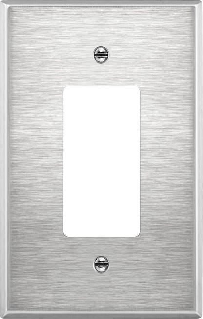 ENERLITES Decorator Switch or Receptacle Outlet Metal Wall Plate, Corrosion Resistant, Over Size 1-Gang 5.5" x 3.5", UL Listed, 7731O, 430 Stainless Steel, Silver