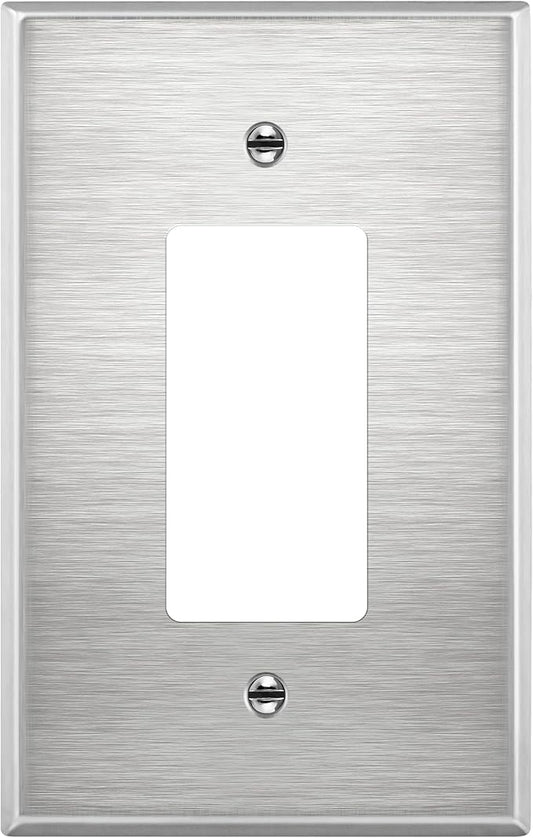 ENERLITES Decorator Switch or Receptacle Outlet Metal Wall Plate, Corrosion Resistant, Over Size 1-Gang 5.5" x 3.5", UL Listed, 7731O, 430 Stainless Steel, Silver