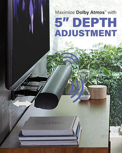 SANUS Extendable Soundbar Wall Mount for Sonos Arc & Sonos Arc Ultra Soundbar – 5” Depth Adjustment Optimized for Dolby Atmos - White Speaker Mount