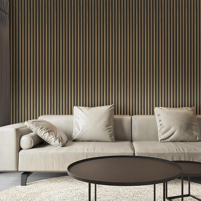Art3d 8-Pack WPC Wood Slat Wall Panel for Interior Décor, 3D Wood Fluted Acoustic Paneling for Living Room Bedroom Home & Office Accent Wall Decor - 96 x 6 Inch Ebony