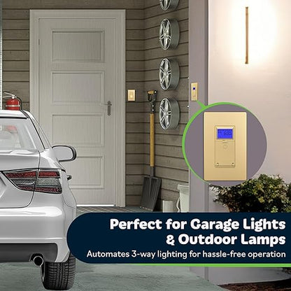 TOPGREENER Digital Astronomic Timer Switch, 7-Day Programmable Sunrise Sunset Timer for Lights, Fans, & Motors, Single-Pole or 3-Way, Neutral Wire Required, UL Listed, TGT01-HN-GD, Gold
