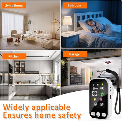 4-in-1 Upgraded Natural Gas Leak Detector,CO & Gas Detector with Temperature & Humidity, Plug-in Carbon Monoxide Detectors, Portable Gas Leak Detector for Home, Kitchen, RV, Travel(2 PCS)