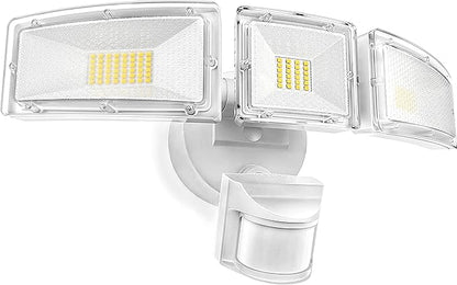 SAATLY Motion Sensor Outdoor Lights - 4600LM LED Security Lights, Dusk to Dawn, IP65 Waterproof, 3 Adjustable Head Motion Detector Flood Lights for Garage, Yard, Porch