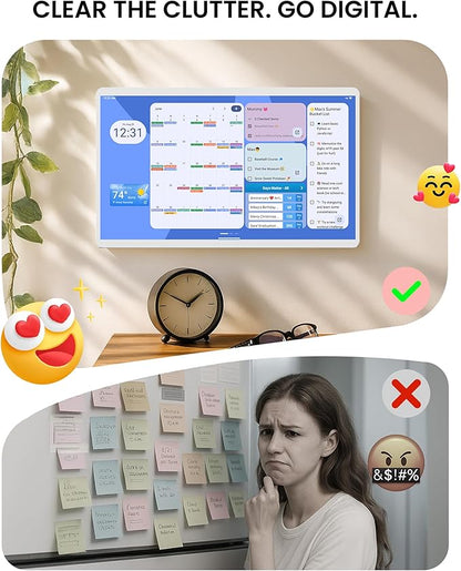Viewzio 24 Inch Digital Planner Wall Planner Touch Screen Chore Chart Syncs All Android Tablet Apps To Do List Notepad Electronic Smart Calendar Digital for Family Meal Planner Support Via App Store Wall Mount White (24 Inch)