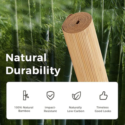 OUZUGIE 1 Pack 96x48 Inch Natural Bamboo Wall Panel – Twinned Carbides Pole Wrap Paneling for Walls, Ceilings, Cabinets, Furniture – Ideal for Bedroom, Living Room & Office DIY Decor