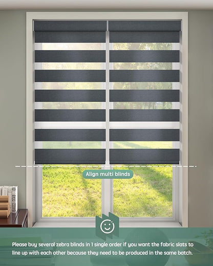 Yoolax Motorized Zebra Blinds Compatible with Alexa,Motorized Blinds with Remote Smart Automatic Custom Electric Window Blinds Cordless Indoor Blackout for Home Bedroom Kitchen (Mesh Silver)