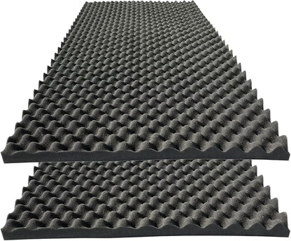 KTOESHEO 2 PCS Acoustic Panels,48''X24''X2'' Egg Crate Foam Soundproof Foam Wall Panels,High Density Fireproof Noise Cancelling Foam Studio Foam Panel,Noise (Black)