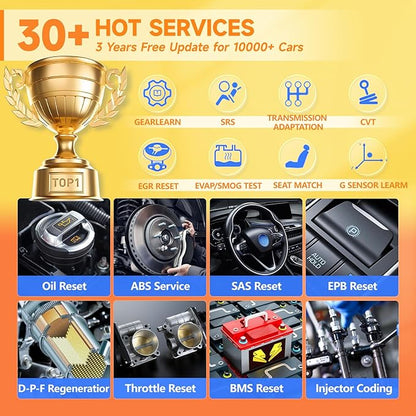 2026 FOXWELL Scanner NT809BT Wireless OBD2 Scanner Diagnostic Tool with 30 Resets, All System Bidirectional Scan Tool, Diagnostic Scanner for All Vehicles, 99% Active Test, FCA, 3-Year Update, Orange