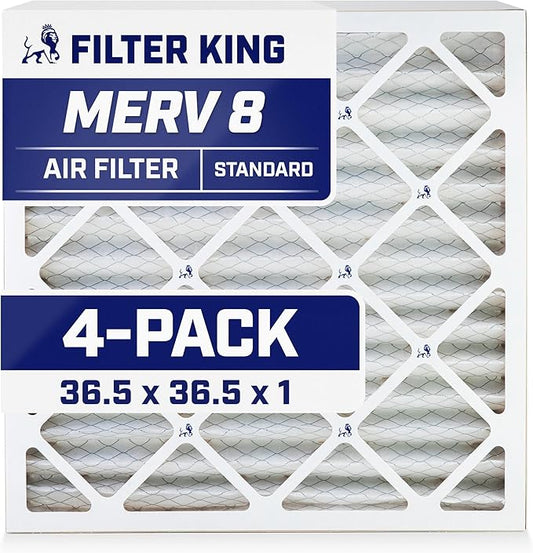Filter King 36.5x36.5x1 Air Filter | 4-PACK | MERV 8 HVAC Pleated A/C Furnace Filters | MADE IN USA | Actual Size: 36.5 x 36.5 x .75"