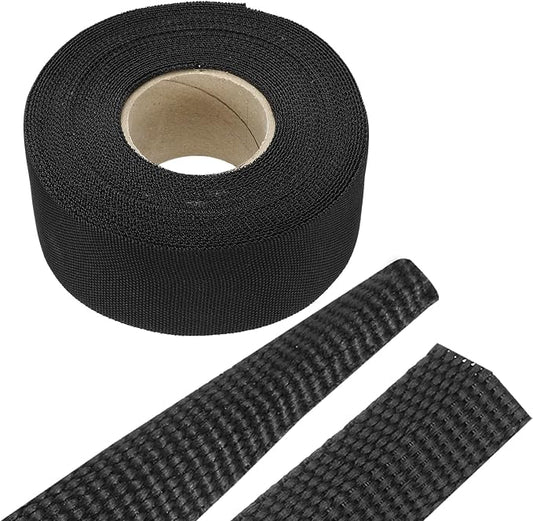 MECCANIXITY Braided Cable Sleeves Heat Shrinkable Fabric Sleeving, 1 3/8" 40ft Black 2:1 Ratio Heat Shrinkable Cord Protector for Harness Cable, Network Cable Protection, Cable Management