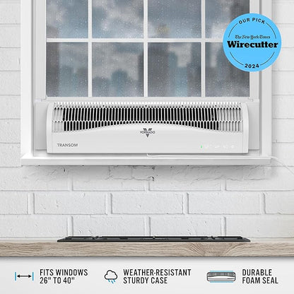 Vornado TRANSOM Window Fan with 4 Speeds, Remote Control, Reversible Exhaust Mode, Weather Resistant Case, Whole Room, Ice White