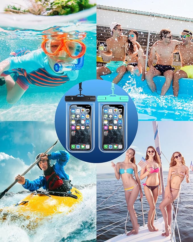 Waterproof Phone Pouch for Cruise Essentials 2025, Beach Vacation Essentials Cruise Ship Travel Must Haves, Dry Bag Case for iPhone 16 15 14 13 12 11 Plus Pro Max Galaxy Pixel - 2 Pack Clear