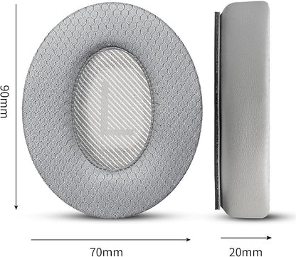 Cooling Gel Headphones Replacement Ear Pads for Bose Quiet Comfort QC35, Mesh Soccer Net Fabric Breathable Sports Fabric, Extra Thick & Cooler for Longer, Softer Memory Foam - Gray