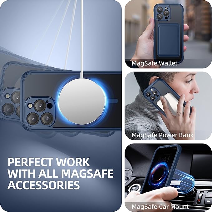 BERFY Magnetic for iPhone 16 Pro Case, Compatible with MagSafe, Built-in Privacy Screen Protector and Upgraded Camera Protection, Anti-Spy Full Body Shockproof Phone Case for 16 Pro 6.3", Blue