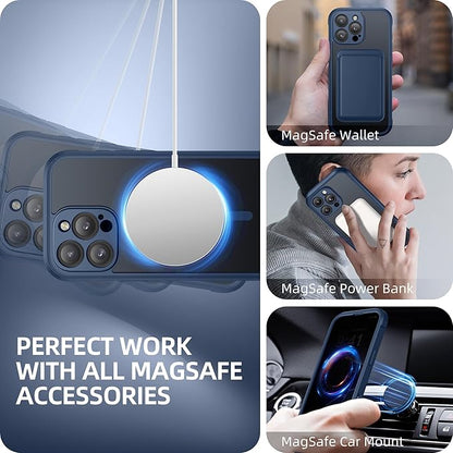 BERFY Magnetic for iPhone 16 Pro Case, Compatible with MagSafe, Built-in Privacy Screen Protector and Upgraded Camera Protection, Anti-Spy Full Body Shockproof Phone Case for 16 Pro 6.3", Blue